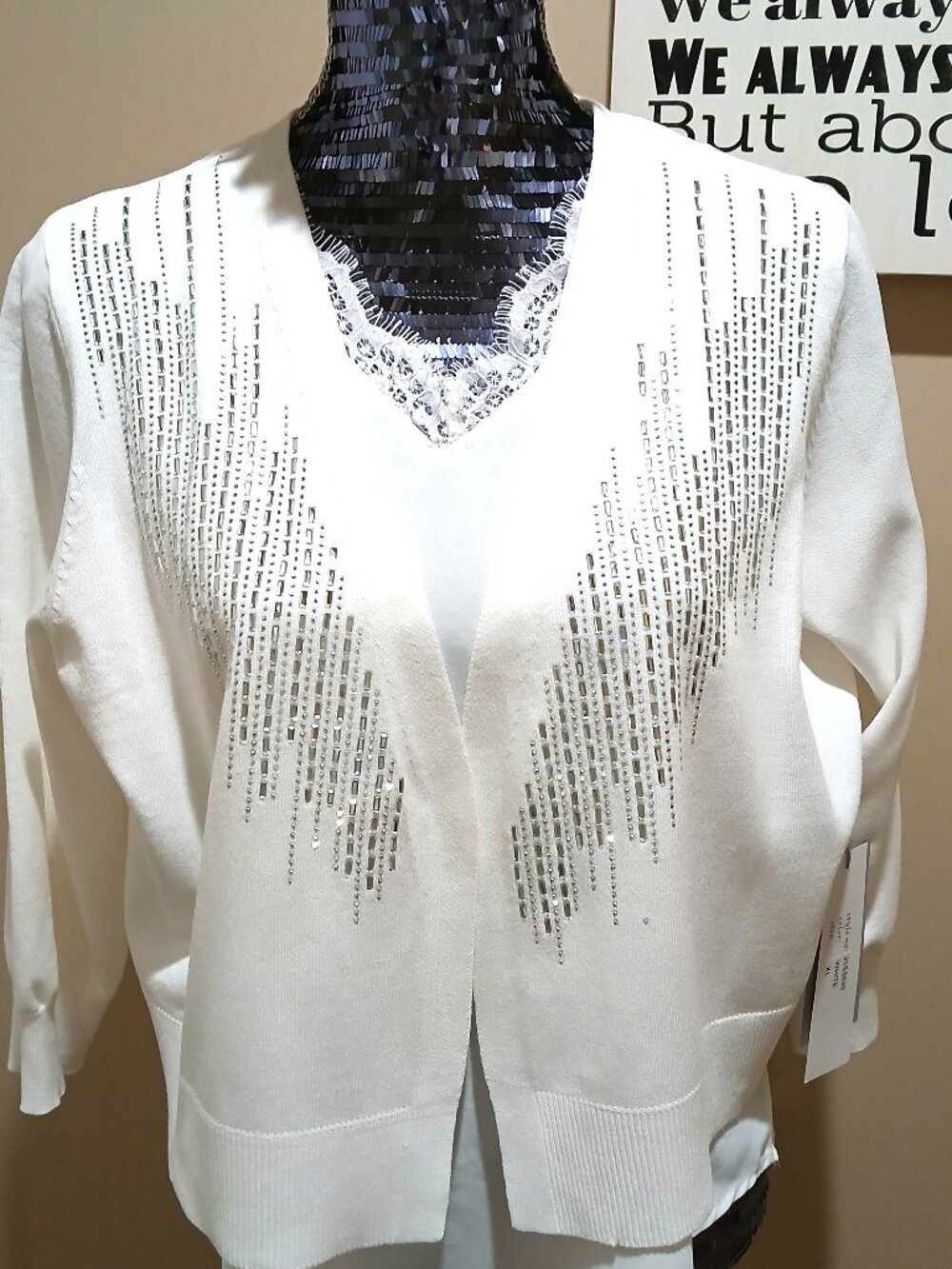 White Sweater with Sparkling Embellishments NWT